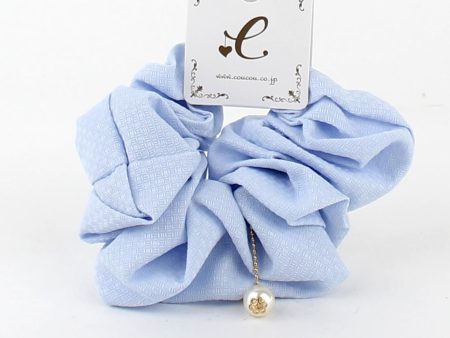 Thin Knit Scrunchie with Pearl (Light Blue) Hot on Sale