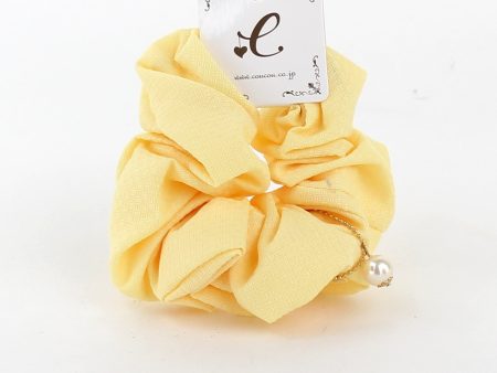 Thin Knit Scrunchie with Pearl (Yellow) For Cheap