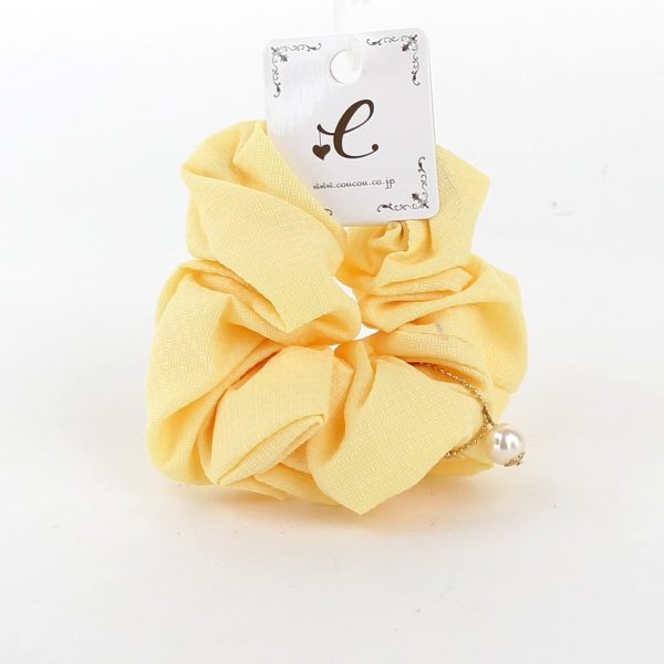 Thin Knit Scrunchie with Pearl (Yellow) For Cheap