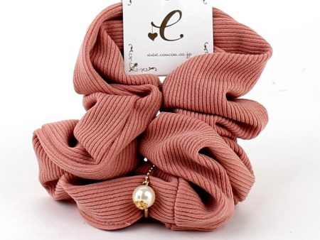 Ribbed Scrunchie with Pearl Online Hot Sale