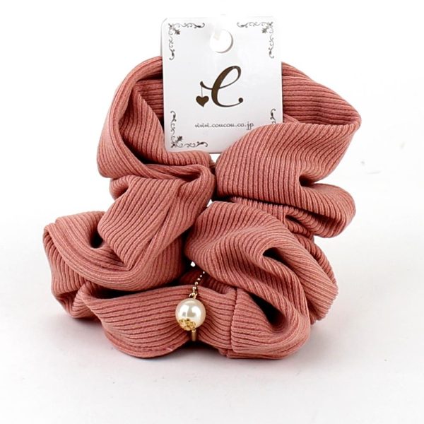 Ribbed Scrunchie with Pearl Online Hot Sale