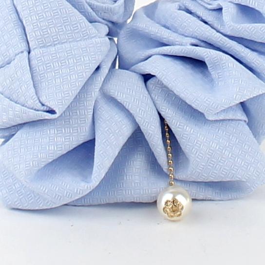 Thin Knit Scrunchie with Pearl (Light Blue) Hot on Sale