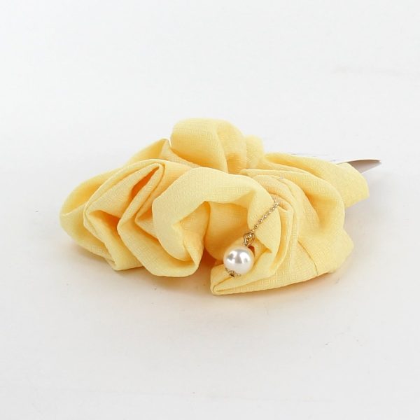 Thin Knit Scrunchie with Pearl (Yellow) For Cheap