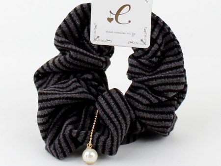 Stripes Scrunchie with Pearl Discount