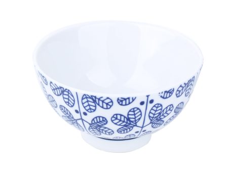 Porcelain Mitsuba Tsunagi Rice Bowl (Blue) Online