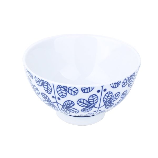 Porcelain Mitsuba Tsunagi Rice Bowl (Blue) Online