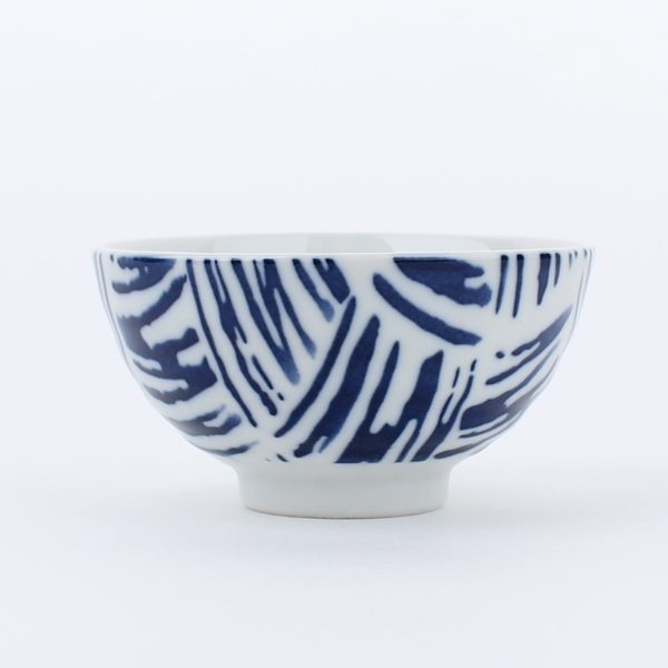 Indigo Blue Line Ceramic Bowl For Sale