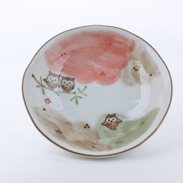 Oval Koyagokoro Lucky Owl Porcelain Bowl Supply