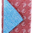 Furoshiki Shantung Double Sided Japanese Wrapping Cloth (Araiso-Rough Coast & Small Cherry Blossom, Dark Red & Blue, 100x100cm) Supply