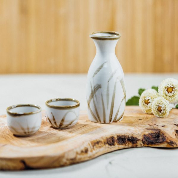 Milky White Pampas Grass Porcelain Sake Cup For Discount