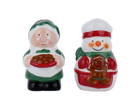 Set of 2 Xmas Ceramic Chef Salt & Pepper Shaker Set For Cheap