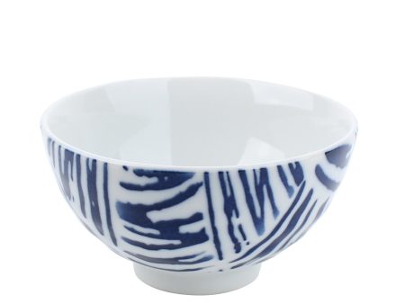 Indigo Blue Line Ceramic Bowl For Sale