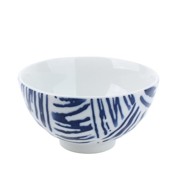 Indigo Blue Line Ceramic Bowl For Sale