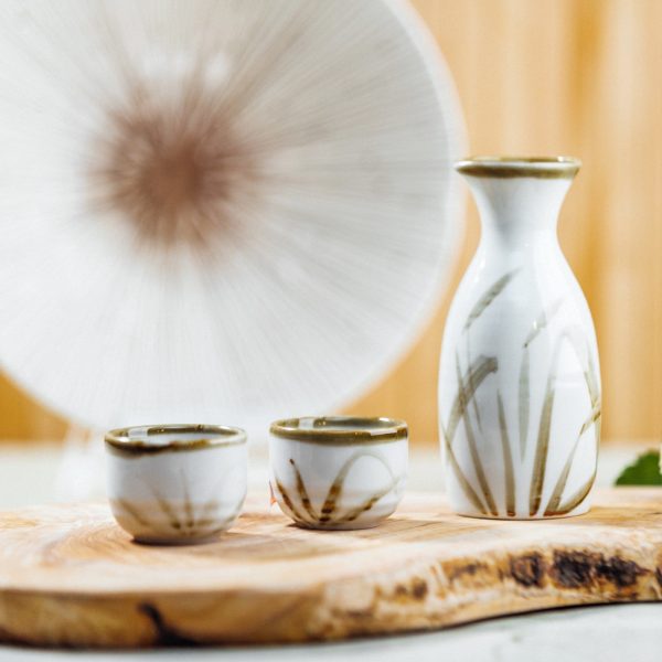 Milky White Pampas Grass Porcelain Sake Cup For Discount