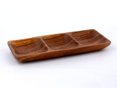 3-Section Acacia Wood Rectangle Tray Discount