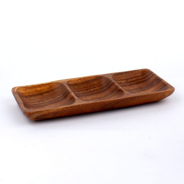 3-Section Acacia Wood Rectangle Tray Discount