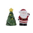 Set of 2 Ceramic Santa & Xmas Tree Salt & Pepper Shaker Set Supply