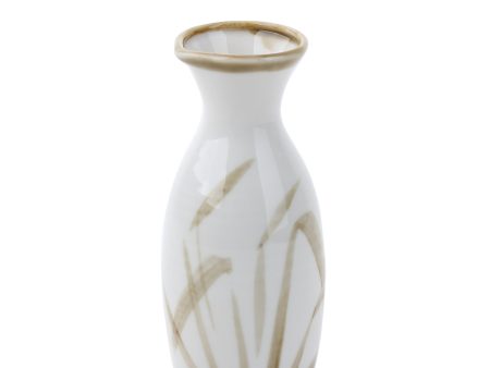 Milky White Pampas Grass Porcelain Tokkuri Sake Bottle 180mL Sale