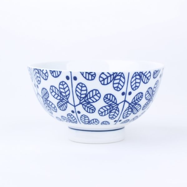 Porcelain Mitsuba Tsunagi Rice Bowl (Blue) Online