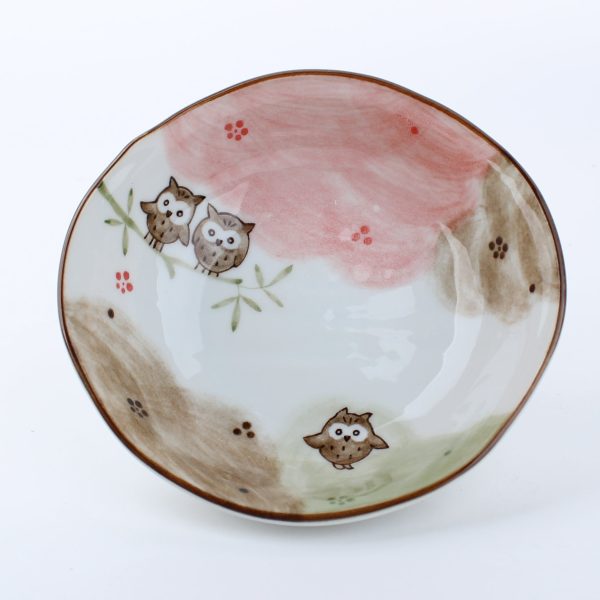 Oval Oyagokoro Lucky Owl Porcelain Side Dish Bowl For Discount