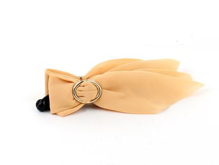 Beige-Orange Chiffon Banana Hair Clip with Gold Ring Fashion