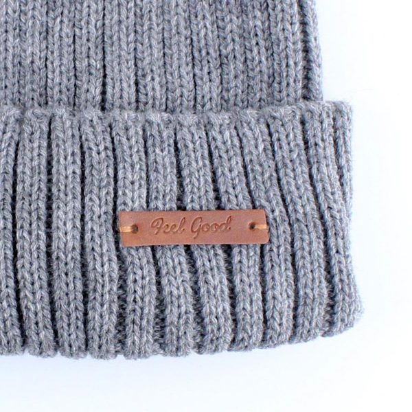 Leather Patch Free Size Knit Hat Online now