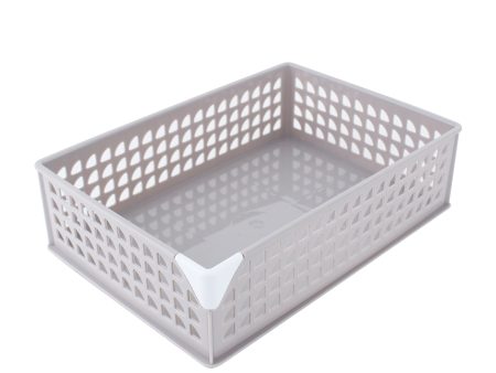 Stackable Wide Light Grey Storage Basket Supply