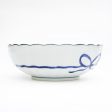 Yuzen Indigo Dyeing Rippled Edge Porcelain Bowl Sale