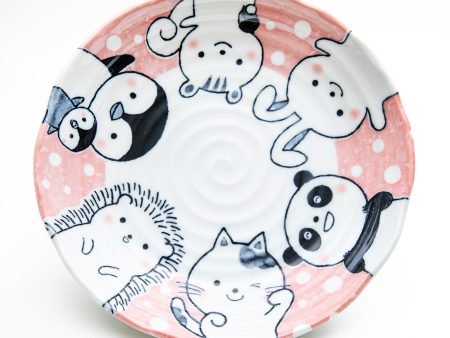 Japanese Porcelain Polka Dot Animals Plate on Sale