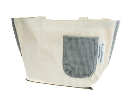 Corduroy Tote Bag with Outer Pocket Online Sale