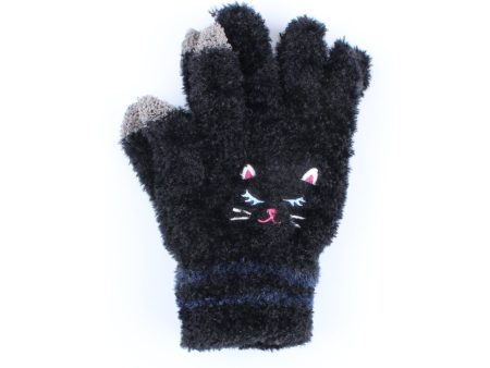 Shaggy Fur Embroidered Touch Screen Cat 21 cm 1 pair Winter Gloves on Sale